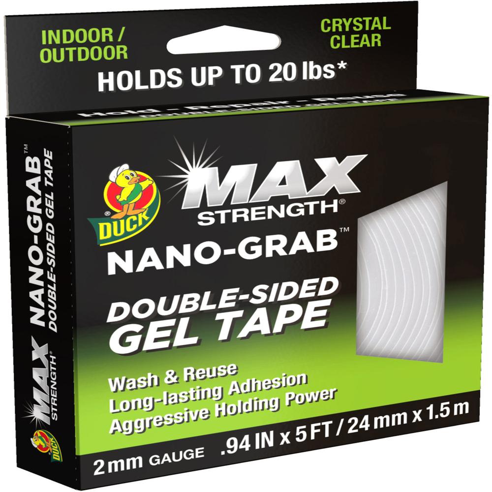 Duck Max Strength Double-Sided Gel Tape - 5 ft Length x 0.94" Width - Gel - 1 Each - Clear. Picture 1