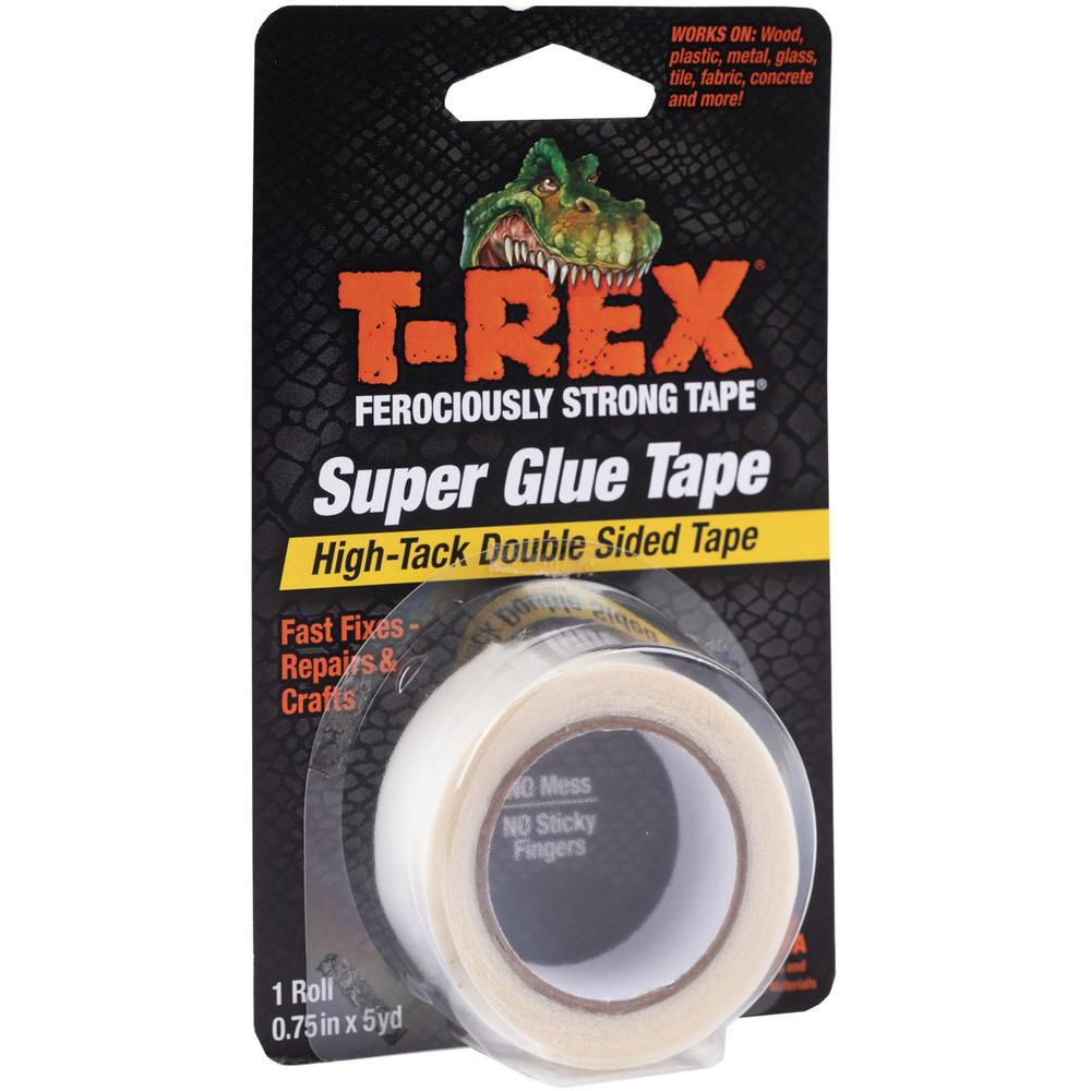 T-REX Double Sided Super Glue Tape - 15 ft Length x 0.75" Width - Acrylic - 1 Each - White. Picture 1