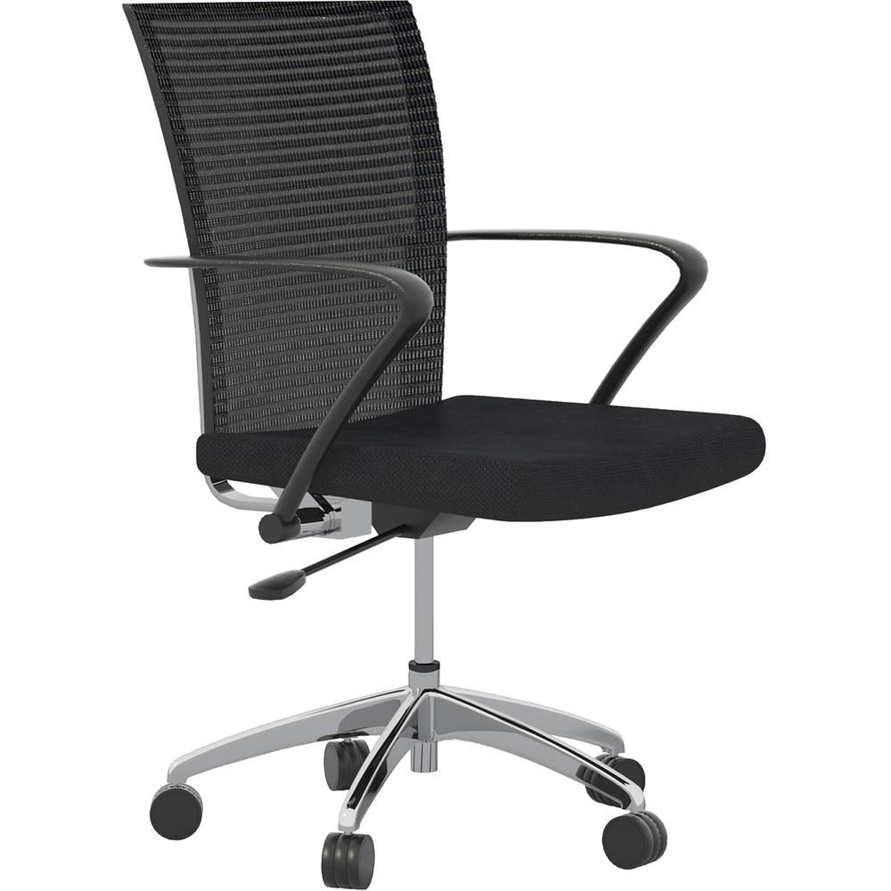 Safco Training Height-Adjustable Task Chair - Fabric, Wood Seat - Steel Frame - High Back - 5-star Base - Black - Armrest - 1 / Box. Picture 1