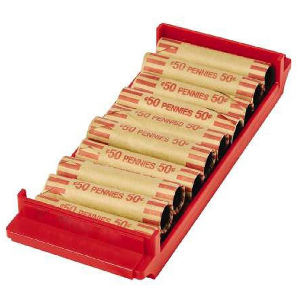 ControlTek Coin Trays for Pennies - Stackable - 1 x Coin Tray10 Coin Compartment(s) - Red - Plastic. Picture 1