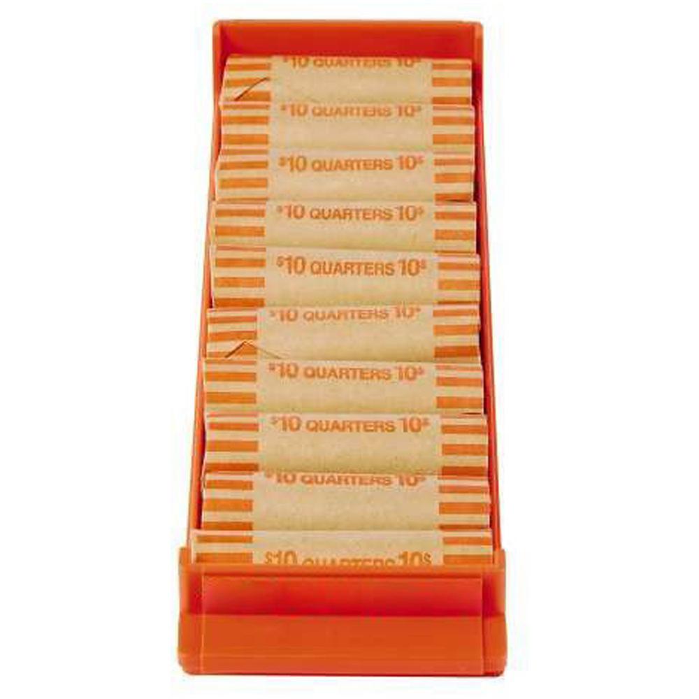 ControlTek Coin Trays for Quarters - Stackable - 1 x Coin Tray10 Coin Compartment(s) - Orange - Plastic. Picture 1