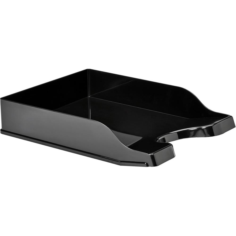 Deflecto AntiMicrobial DocuTray - 2.6" Height x 10.2" Width x 13.8" DepthDesktop - Antimicrobial, Interlockable, Stackable, Mildew Resistant - Black - Polystyrene. Picture 1