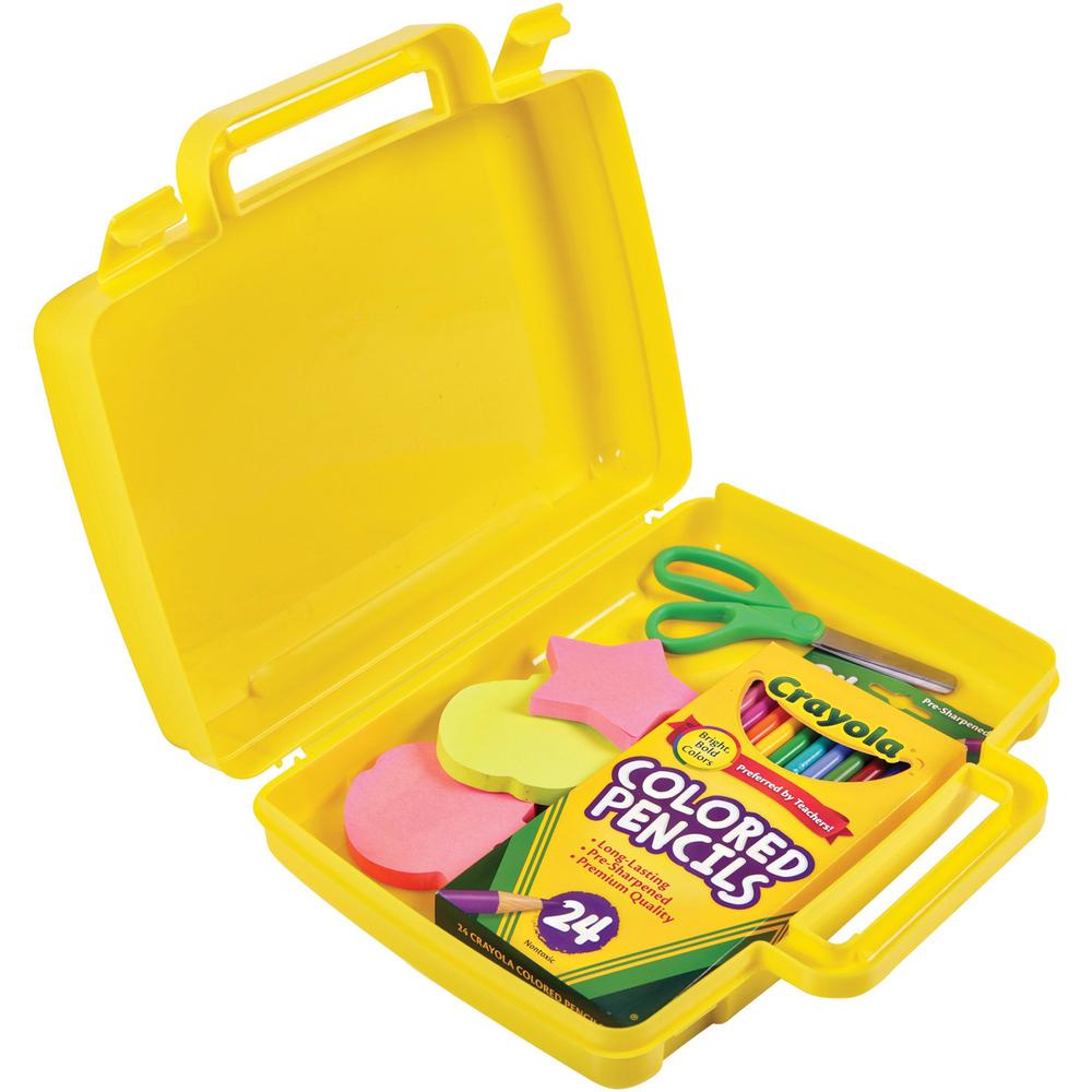 Deflecto Antimicrobial Storage Case Yellow - External Dimensions: 8.6" Width x 10.2" Depth x 2.7" Height - Snap-tight Closure - Plastic - Yellow - For Photo, Art/Craft Supplies. Picture 1
