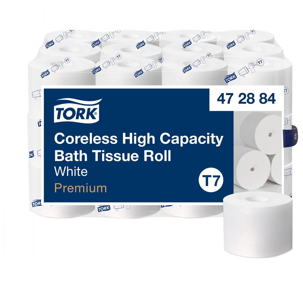 Tork Coreless High-Capacity Toilet Paper Roll White T7 - Tork Coreless High-Capacity Toilet Paper Roll White T7, Premium, 2-ply, 36 x 750 sheets, 472884. Picture 1