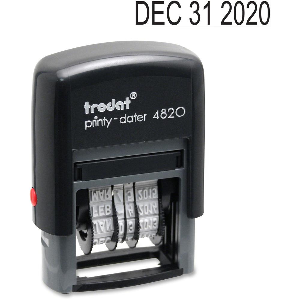 Trodat Date Only Stamp - Date Stamp - 0.38" Impression Width x 1.62" Impression Length - 10000 Impression(s) - Black - Recycled - 1. Picture 1