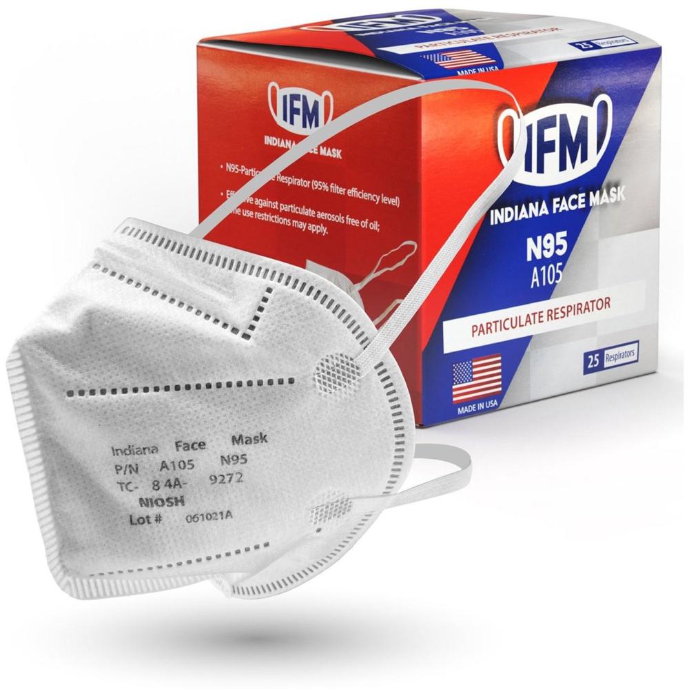 IFM V3GATE Indiana Face Mask N95 Respirators - Recommended for: Face - 5-layered, Adjustable Nose Clip - Airborne Particle Protection - Polyethylene, Non-woven Polypropylene - Red - 25 / Box. Picture 1