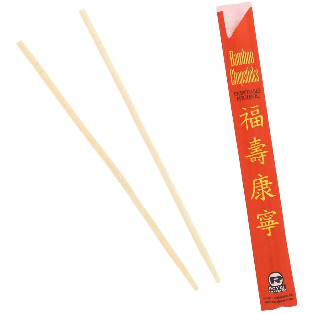 AmerCare Royal 9" Bamboo Chopsticks - 1000/Carton - Chopsticks - Red, Natural. Picture 1