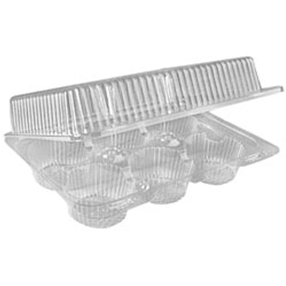 SEPG Hinged 6-Count 2.5" Cupcake Container - Storing, Food - Clear - Polyethylene Terephthalate (PET) Body - 150 / Carton. Picture 1
