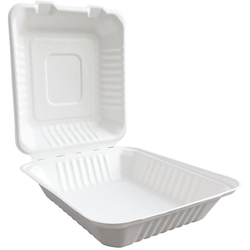 SEPG BE-FC88 Hinged Container - Food, Sandwich - Microwave Safe - Bagasse Body - 200 / Carton. Picture 1