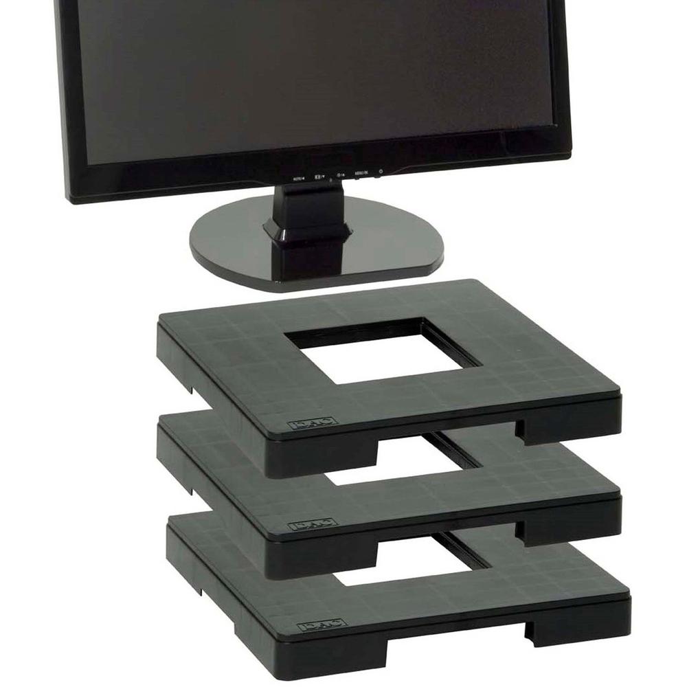 Data Accessories Company MP-106 Ergo Monitor Riser Block - 77 lb Load Capacity - 1.3" Height x 12" Width x 12" Depth - Black - TAA Compliant. Picture 1