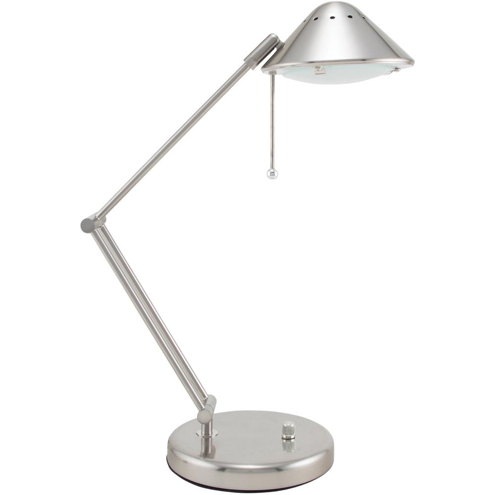Victory Light V-Light Halogen Desk Lamp - 15" Height - 50 W Halogen Bulb - Black Chrome - Adjustable Arm, Durable, Adjustable Shade - Metal - Desk Mountable - Brushed Nickel, Silver - for Desk, Home, . Picture 1