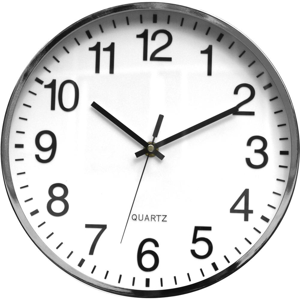Victory Light Silent Chrome Wall Clock - Chrome/Wood Case, White. The main picture.
