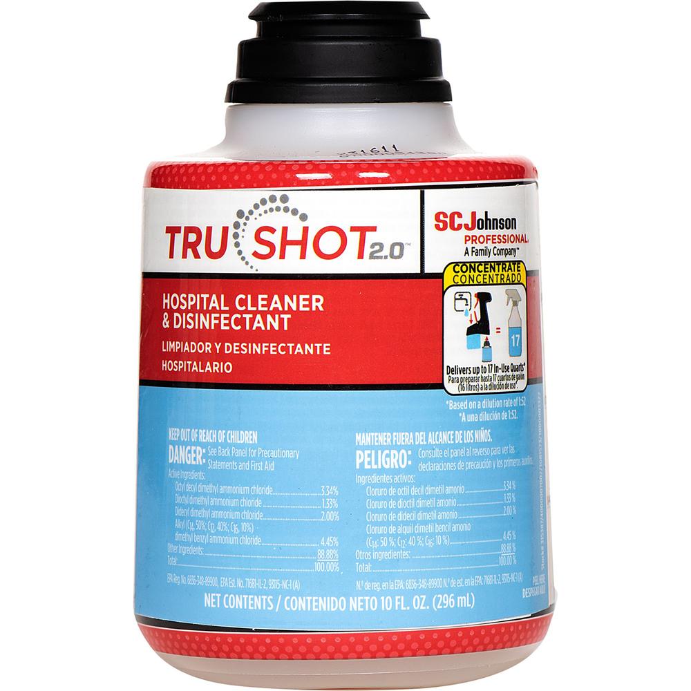 TruShot 2.0 Hospital Disinfectant - Concentrate - 10 fl oz (0.3 quart)Cartridge - 4 / Carton - Fragrance-free - Red. Picture 1
