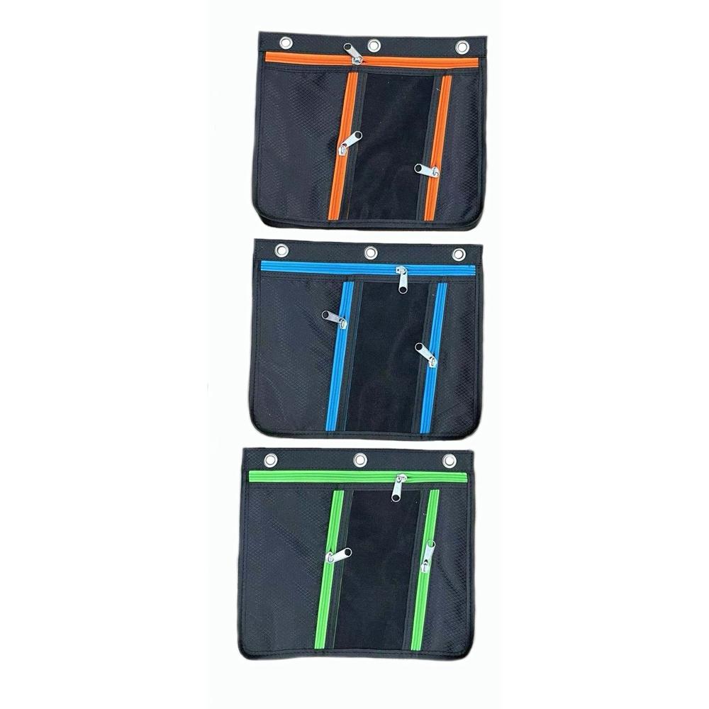CLI Triple-pocket Pencil Pouches - 11" Height x 9.5" Width - Ring Binder - Multi - Nylon - 24. Picture 1