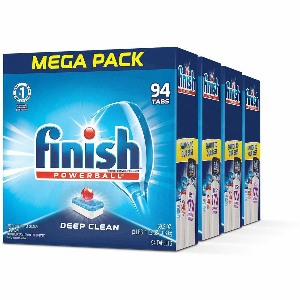Finish Powerball Dishwasher Tabs - Tablet - Fresh Scent - 94 / Box - 4 / Carton - Multi. Picture 1