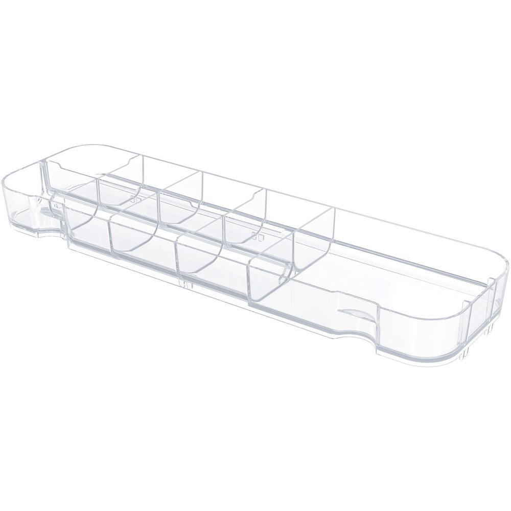 Deflecto Caddy Storage Tray - 9 Compartment(s) - 1.3" Height x 13.1" Width x 3.8" DepthDesktop - Portable, Stackable - Clear - Polystyrene - 1 Each. Picture 1