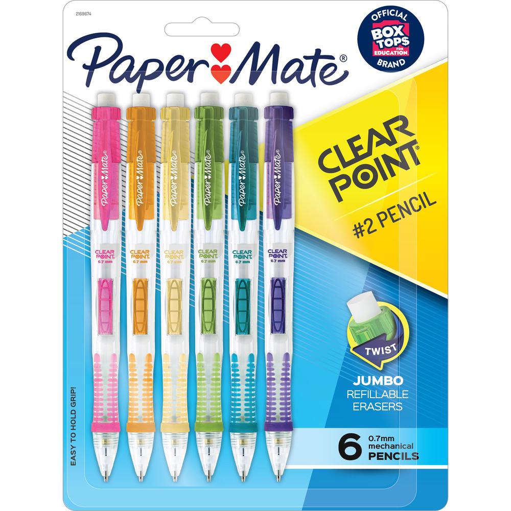 Paper Mate Clearpoint Mechanical Pencils - 0.7 mm Lead Diameter - Assorted Barrel - 6 / Pack. Picture 1