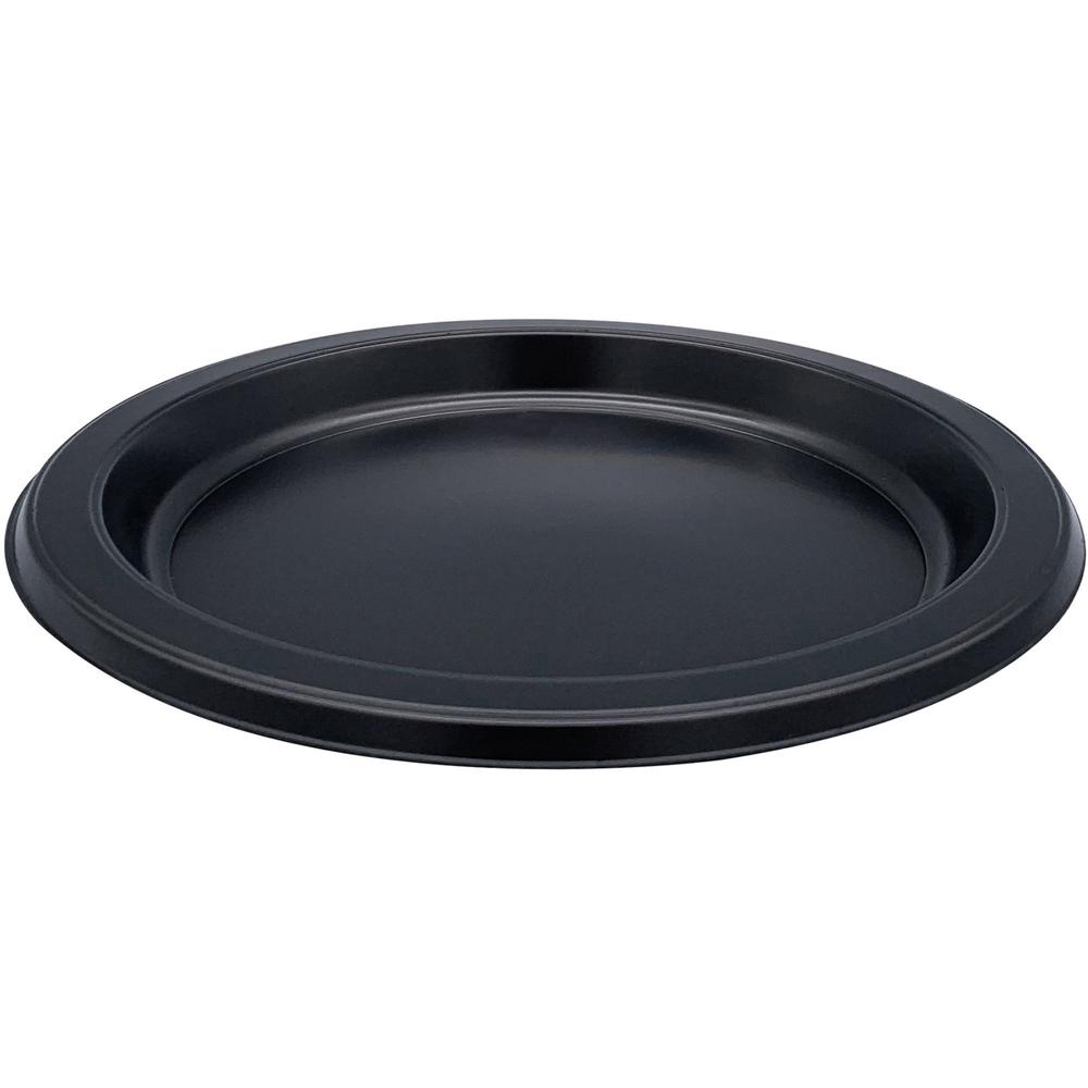 Genuine Joe 7" Disposable Plastic Plates - Picnic, Food, Party, Breakroom - Disposable - 7" Diameter - Black - Plastic Body - Round - 125 / Pack. Picture 1