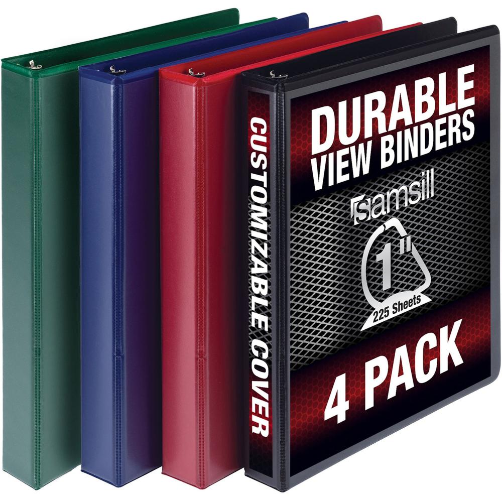 Samsill Durable View Binders - 1" Binder Capacity - Letter - 8 1/2" x 11" Sheet Size - 225 Sheet Capacity - 1" Ring - 3 x D-Ring Fastener(s) - 2 Internal Pocket(s) - Polypropylene, Chipboard - Black, . Picture 1