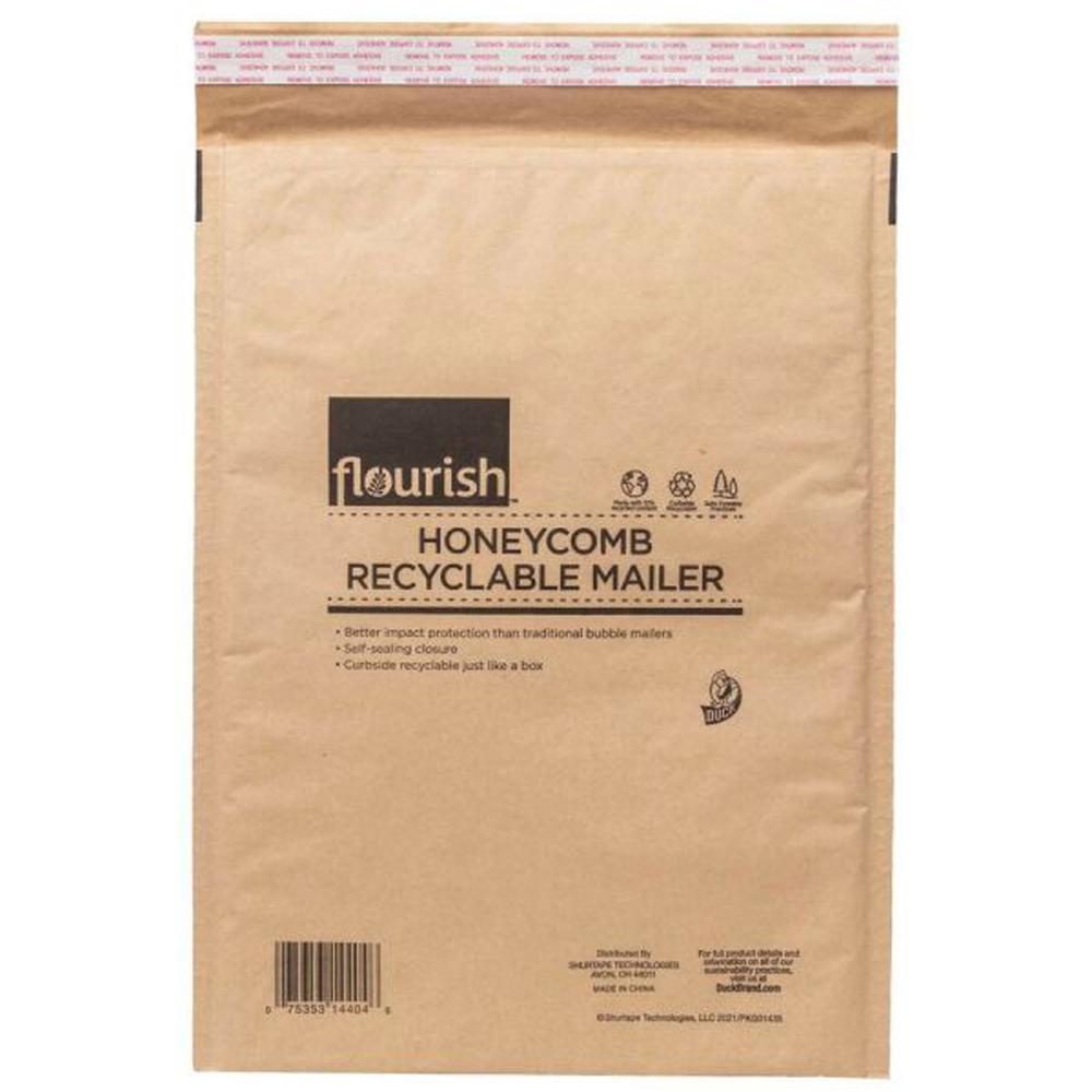 Duck Brand Flourish Honeycomb Recyclable Mailers - Mailing/Shipping - 14 4/5" Length - Flap - 1 Each - Brown. Picture 1