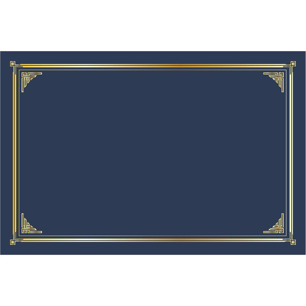 Geographics Certificate Holder - Linen - Gold Foil, Navy Blue - 10 / Pack. Picture 1