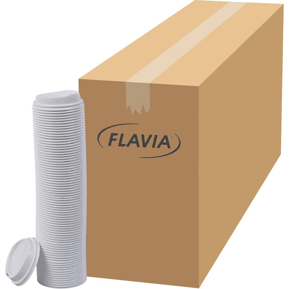 Flavia 10 oz Hot Beverage Paper Cup Lids - 1000 / Carton - White - Paper - Beverage, Hot Drink. Picture 1