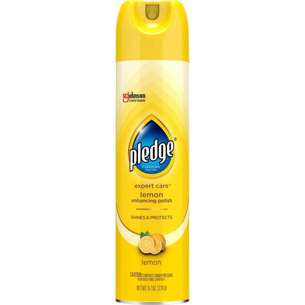 Pledge Expert Care Enhancing Polish - Spray - 9.7 fl oz (0.3 quart) - Lemon Scent - 1 Each - Yellow. Picture 1