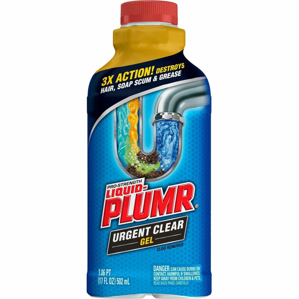 Liquid-Plumr Urgent Clear Pro-Strength Clog Remover - Gel - 17 fl oz (0.5 quart) - Bottle - 1 Each - Blue. Picture 1