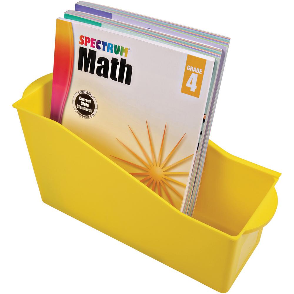 Deflecto Antimicrobial Kids Book Bin - 7.4" Height x 14.2" Width x 5.3" Depth - Antimicrobial, Lightweight, Portable, Mold Resistant, Mildew Resistant, Stackable, Handle - Yellow - Polypropylene - 1 E. Picture 1