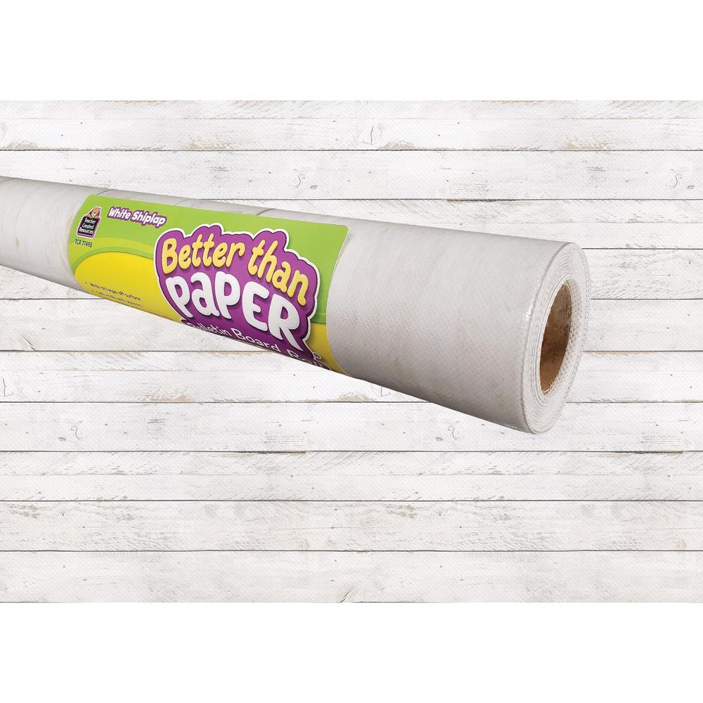 Teacher Created Resources Bulletin Board Roll - Bulletin Board, Poster, Student - 12 ftHeight x 48"Width - 1 Roll - White Shiplap - Fabric. Picture 1