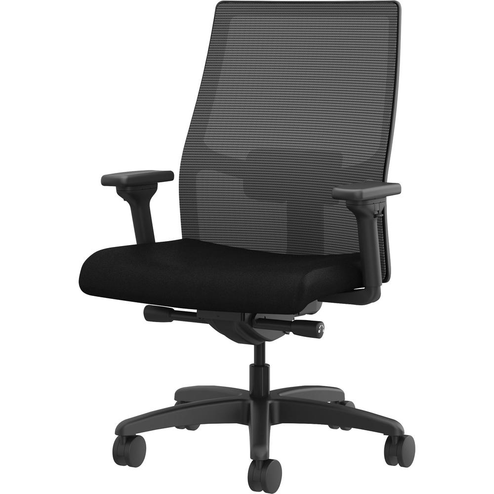 HON Ignition 2.0 Mid-back Big & Tall Task Chair - Black Foam Seat - Black Back - Black Frame - Mid Back - 5-star Base - Armrest - 1 Each. Picture 1