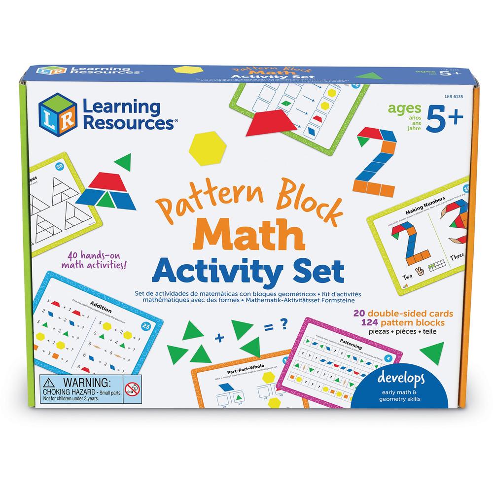 Learning Resources Pattern Block Math Activity Set - Theme/Subject: Fun - Skill Learning: Addition, Mathematics, Symmetry, Patterning, Fraction, Graphing, Shape, Geometry - 128 Pieces - 5-10 Year - 1 . Picture 1