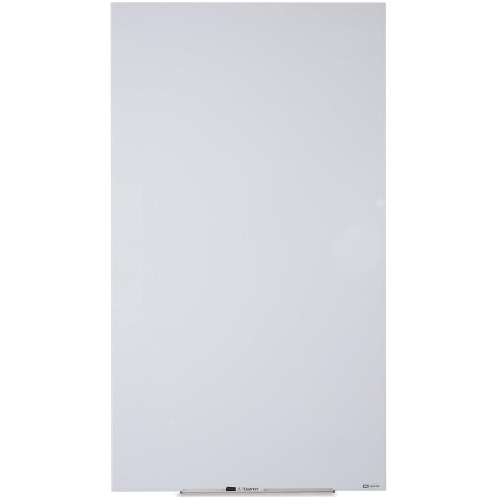 Quartet InvisaMount Vertical Glass Dry-Erase Board - 28x50 - 50" (4.2 ft) Width x 28" (2.3 ft) Height - White Glass Surface - Rectangle - Vertical - Magnetic - 1 Each. Picture 1