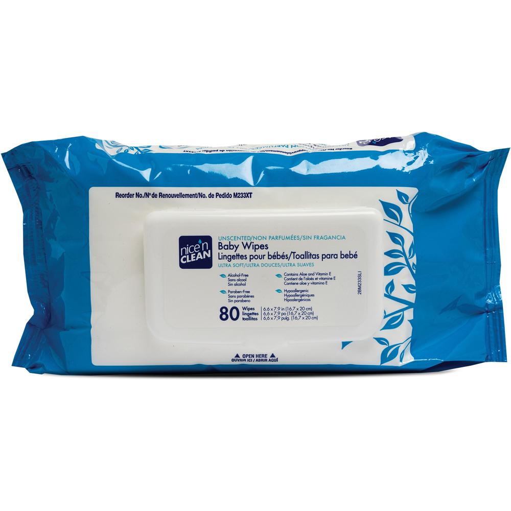 PDI Nice'n Clean Baby Wipes - 7.90" x 6.60" - Blue - 80 Per Pack - 12 / Carton. Picture 1