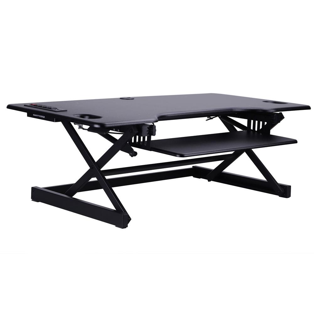 Rocelco Sit/Stand Desk Riser - 45 lb Load Capacity - 20" Height x 45.8" Width x 23.8" Depth - Black. Picture 1