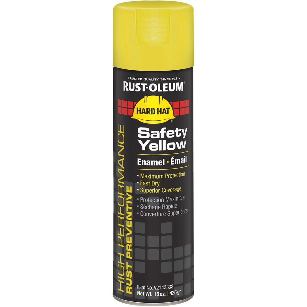 Rust-Oleum High Performance Enamel Spray Paint - Aerosol - 15 fl oz - 1 Each - Safety Yellow. Picture 1