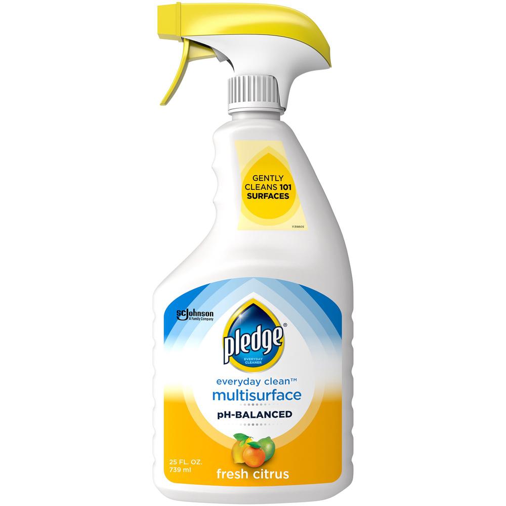 Pledge Everyday Clean pH-Balanced Multisurface Cleaner - 25 fl oz (0.8 quart) - Fresh Citrus ScentTrigger Bottle - 6 / Carton - pH Balanced, Pleasant Scent - White. Picture 1