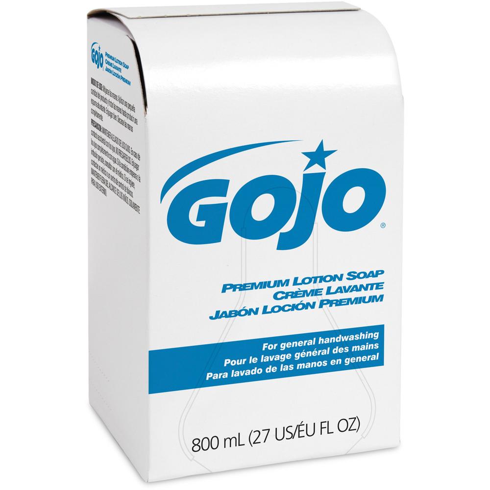 GOJO&reg; Premium Lotion Hand Soap Refills, Waterfall Fragrance, 800 mL, Case Of 12 Refills - Waterfall ScentFor - 27.1 fl oz (800 mL) - Kill Germs, Bacteria Remover, Dirt Remover - Hand, Skin - Moist. Picture 1
