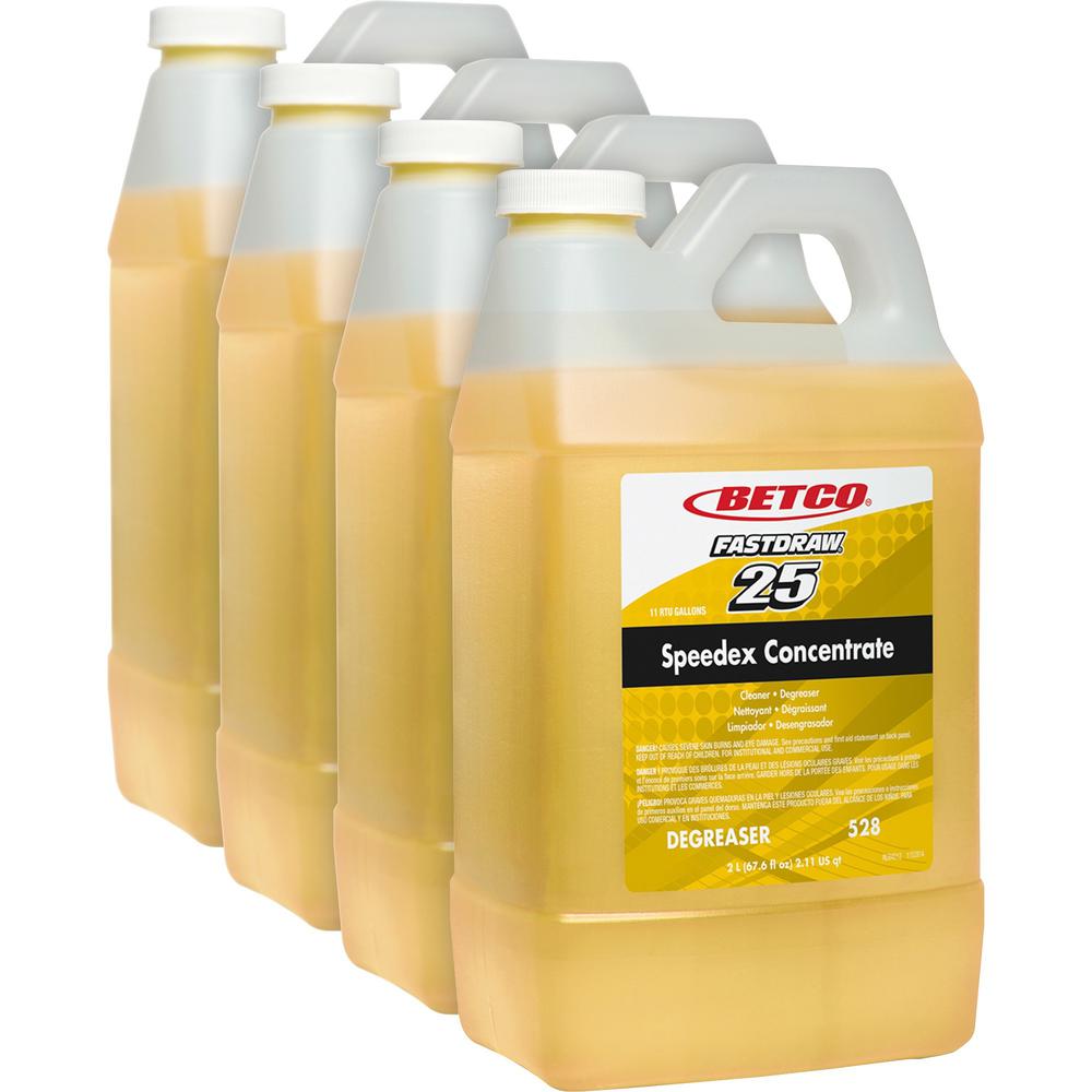 Betco Speedex Heavy Duty Degreaser - FASTDRAW 25 - Concentrate - 67.6 fl oz (2.1 quart) - Lemon Scent - 4 / Carton - Water Soluble, Deodorize, Fast Acting - Light Amber. Picture 1