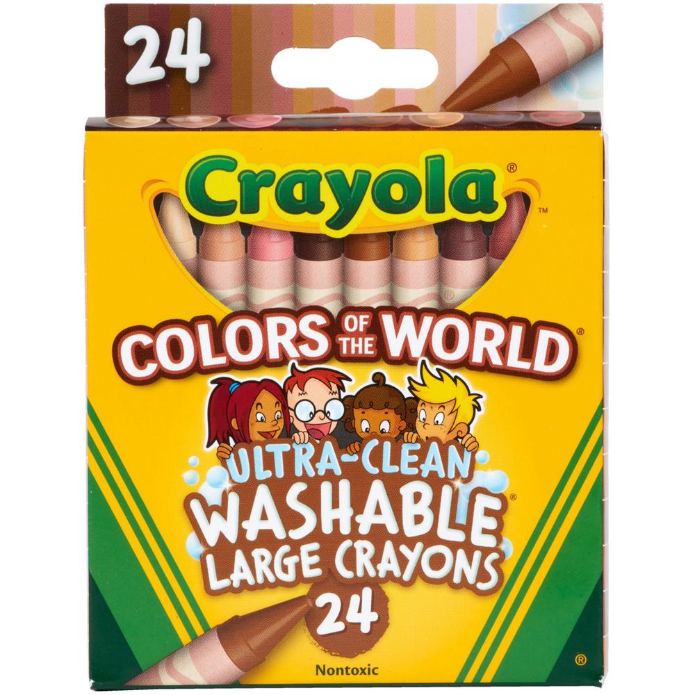 Crayola Ultra-Clean Washabe Large Crayons - Assorted, Almond, Rose, Gold - 24 / Pack. Picture 1