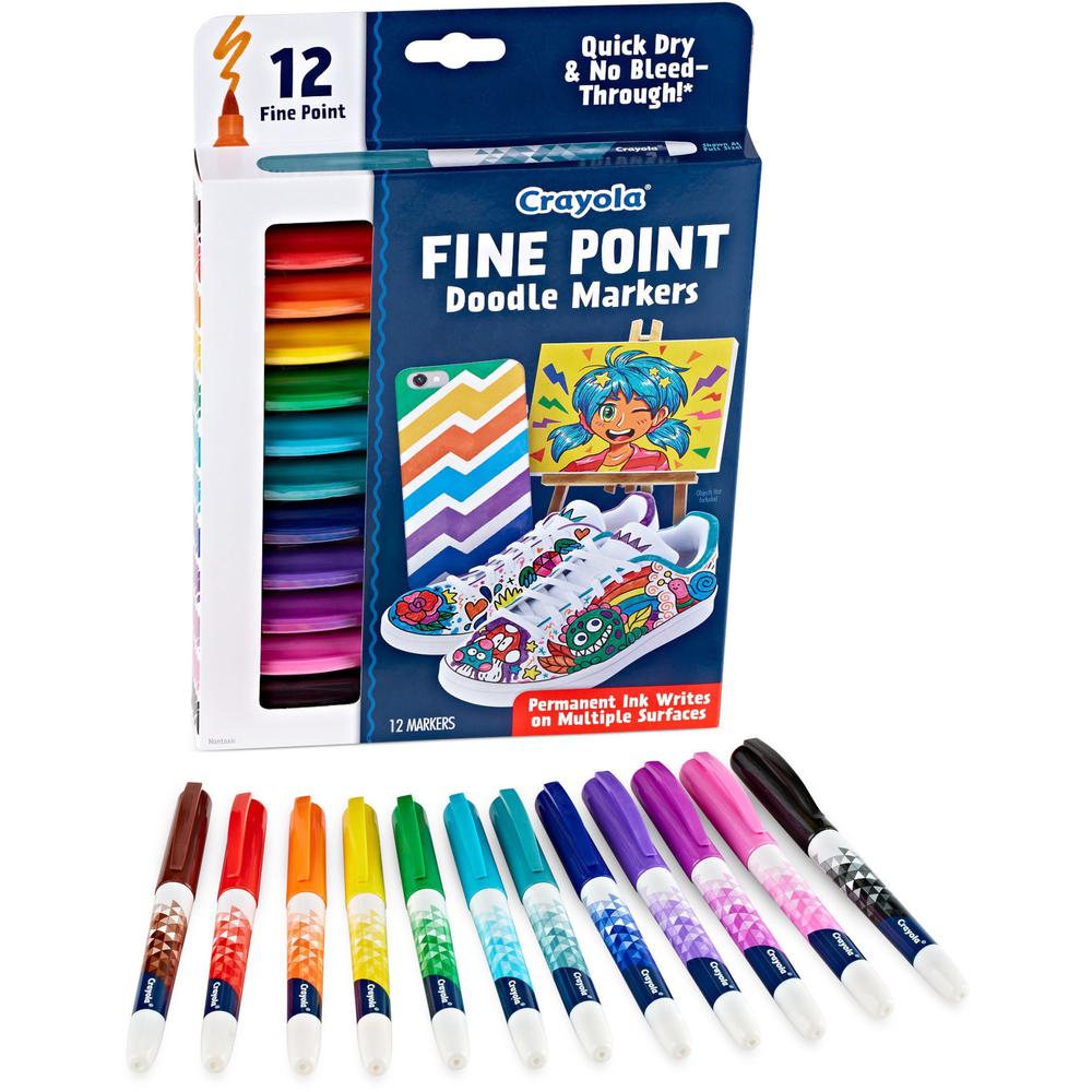 Crayola Washable Fine Point Markers, Assorted - 12 count