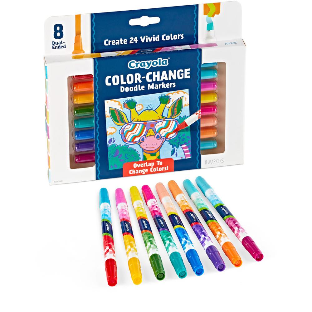 Crayola Color Change Doodle Markers - Chisel Marker Point Style - Multicolor - 8 / Pack. Picture 1