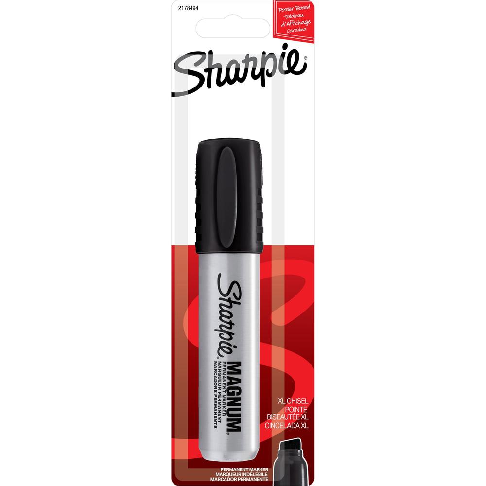 Sharpie Magnum Permanent Markers - Bold, Extra Wide Marker Point - Chisel Marker Point Style - Black - 2 / Bundle. Picture 1