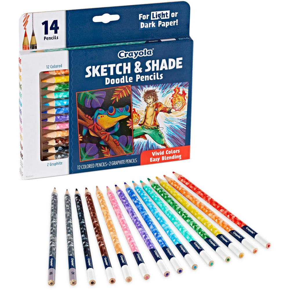 Crayola Sketch & Shade Doodle Pencils - 2H, HB Lead - Graphite Lead - Multicolor Barrel - 14 / Pack. Picture 1