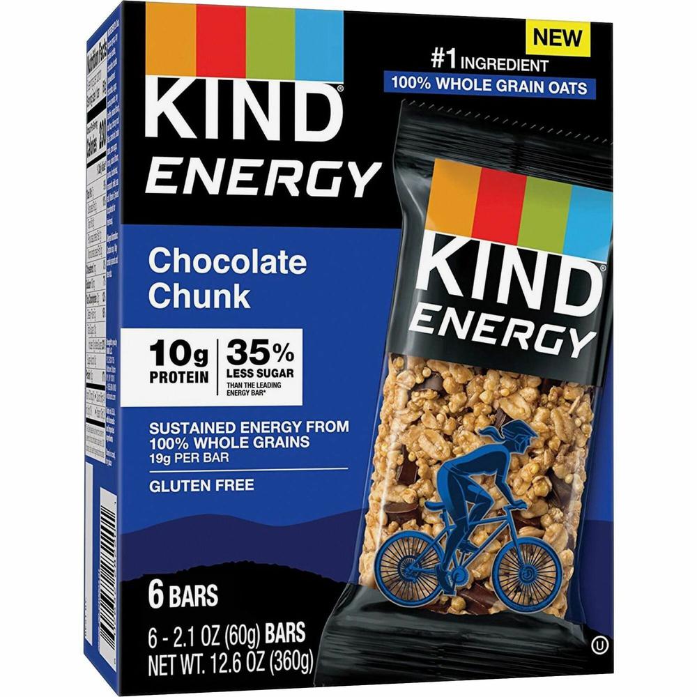 KIND Energy Bars - Trans Fat Free, Gluten-free, Individually Wrapped - Chocolate Chunk - 2.10 oz - 6 / Box. Picture 1