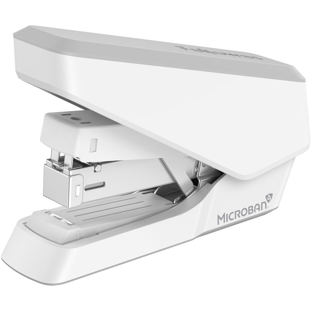 Fellowes EasyPress Half Strip Stapler - 40 Sheets Capacity - 105 Staple Capacity - Half Strip - 1/4" Staple Size - 1 Each - White. Picture 1