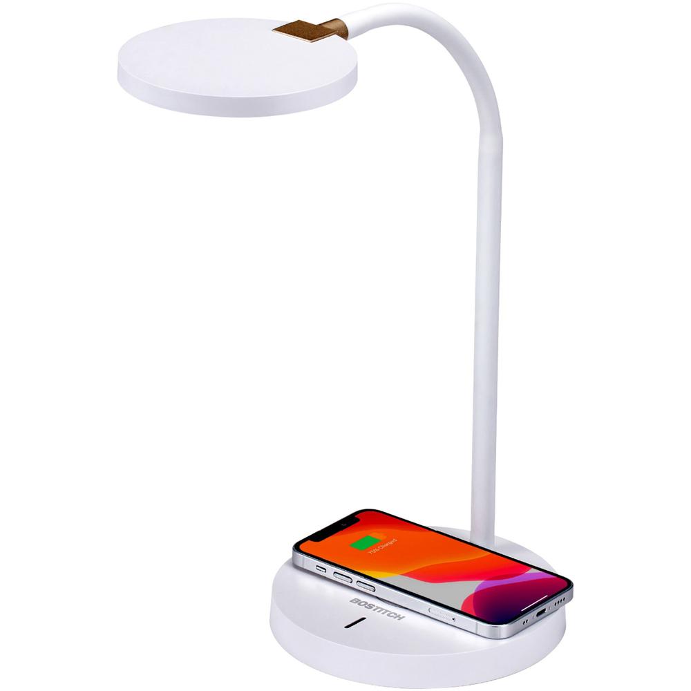 Bostitch Qi Wireless Charging LED Desk Lamp White - LED Bulb - Adjustable Brightness, Flexible, Touch Sensitive Control Panel, Dimmable, Glare-free Light, Flicker-free, Adjustable Head, Qi Wireless Ch. The main picture.