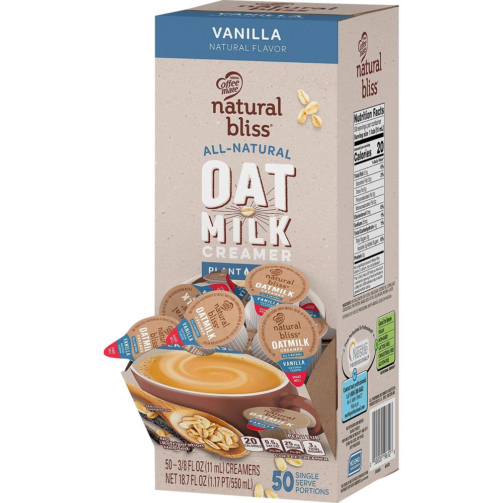 Coffee mate Oat Milk Vanilla Liquid Creamer Singles - Vanilla Flavor - 0.38 fl oz (11 mL) - 50/BoxTub. Picture 1