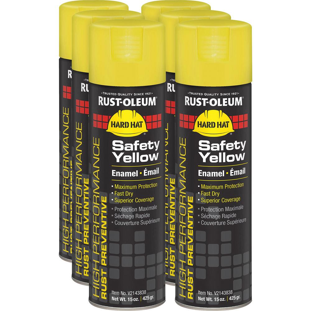 Rust-Oleum High Performance Enamel Spray Paint - Liquid - 15 fl oz - 6 / Carton - Safety Yellow. Picture 1