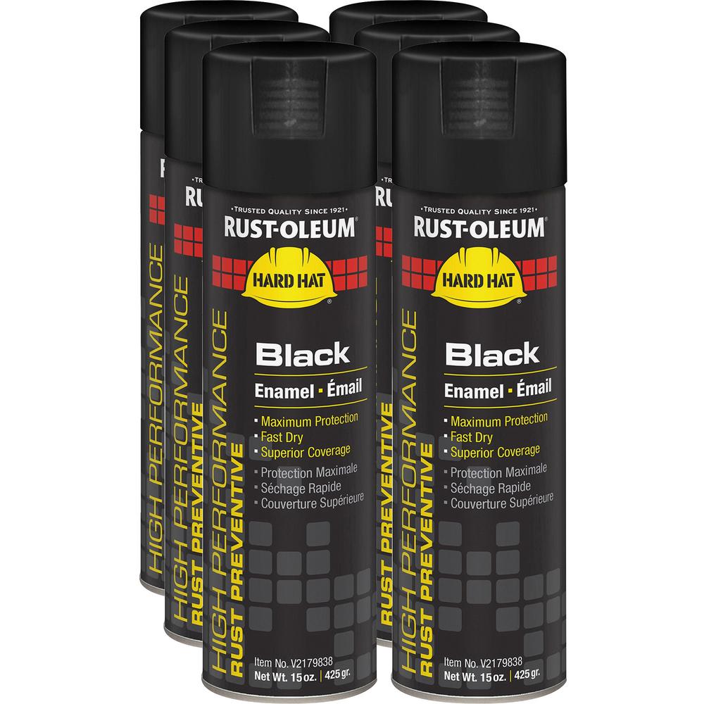 Rust-Oleum High Performance Enamel Spray Paint - Liquid - 15 fl oz - 6 / Carton - Gloss Black. Picture 1